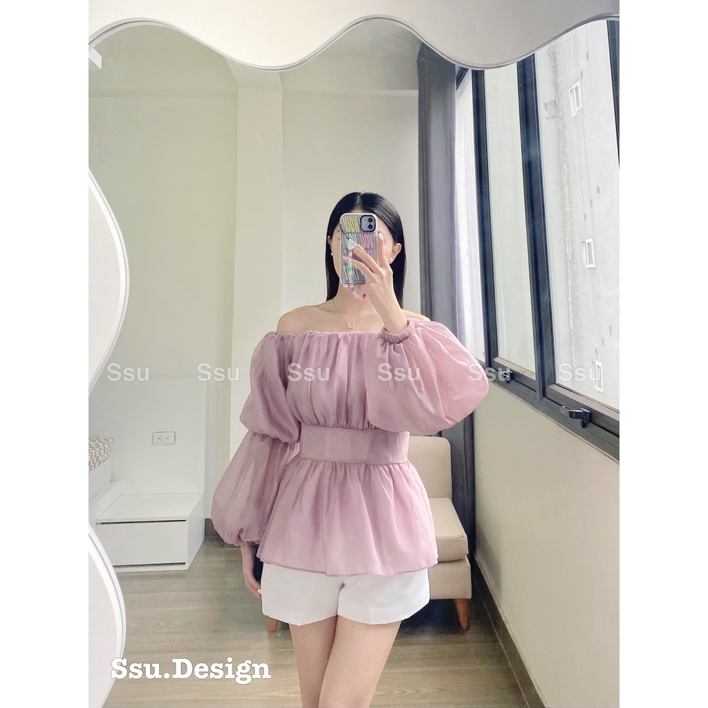 Áo trễ vai voan tay  bồng siêu hot