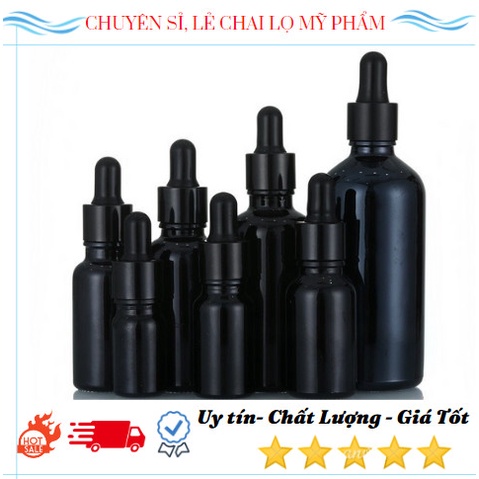 Bộ Chai Chiết Mỹ Phẩm Tinh Chất Serum Thân Đen Nhám 5ml - 50ml