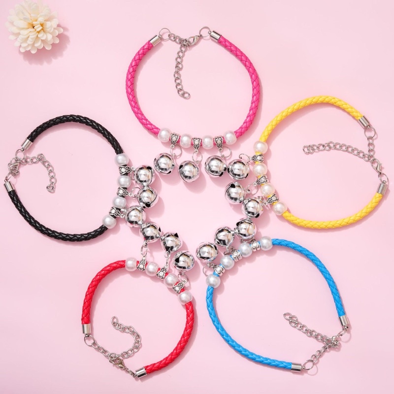 (Dây Da) Vòng Cổ Cho Mèo, Vòng Cổ Cho Chó Mix Hạt Chảm chưa bao gồm thẻ tên - giahuypetshop