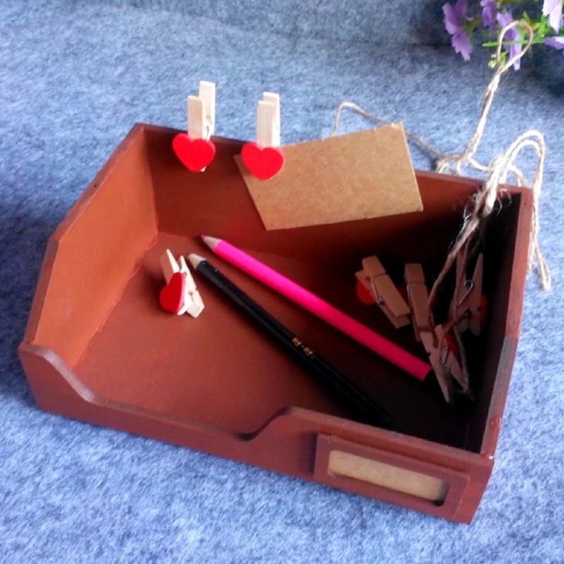 Bộ 20 Kẹp Gỗ Hình Trái Tim Đỏ Mini Giá Đỡ Kẹp Ảnh / Giấy / Quần Áo / Kẹp Ảnh