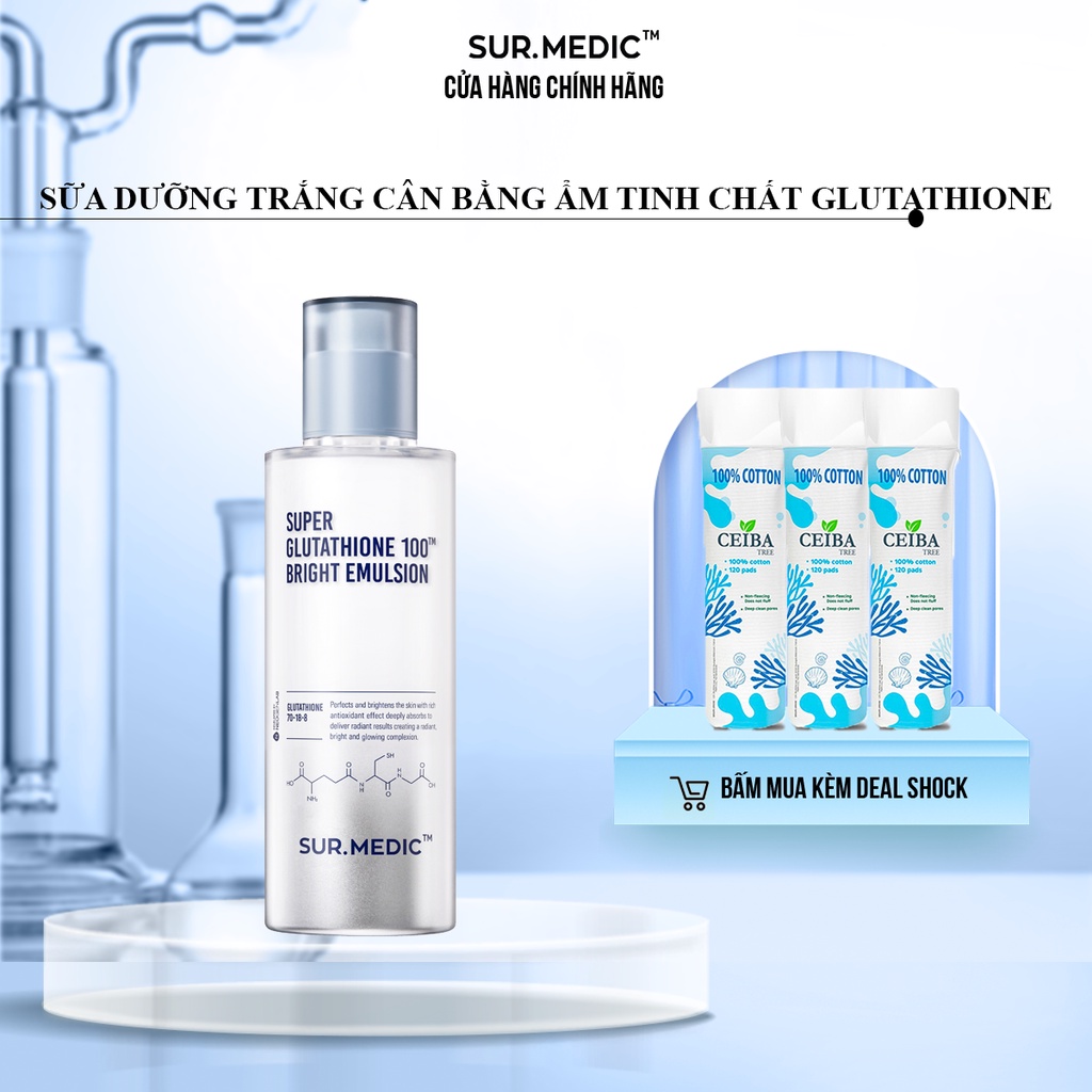 Sữa Dưỡng Trắng, Cân Bằng Ẩm Cho Da SURMEDIC Super Glutathione 100 Bright Emulsion 120ML