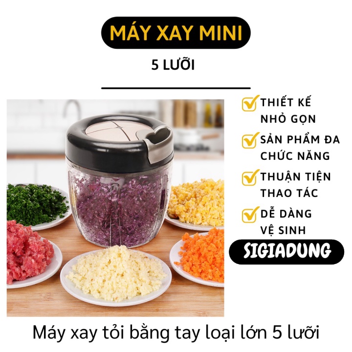 [SGD] Máy Xay Tỏi Cầm Tay - Máy Nghiền Tỏi, Ớt, Thực Phẩm Đa Năng Loại Lớn 5 Lưỡi 900ml  9869