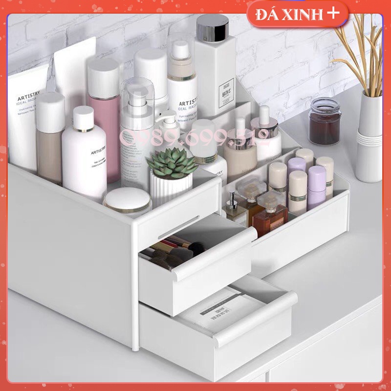Kệ Đựng Mỹ Phẩm Đa Năng 3 Tầng 2 Ngăn Kéo Tiện Dụng