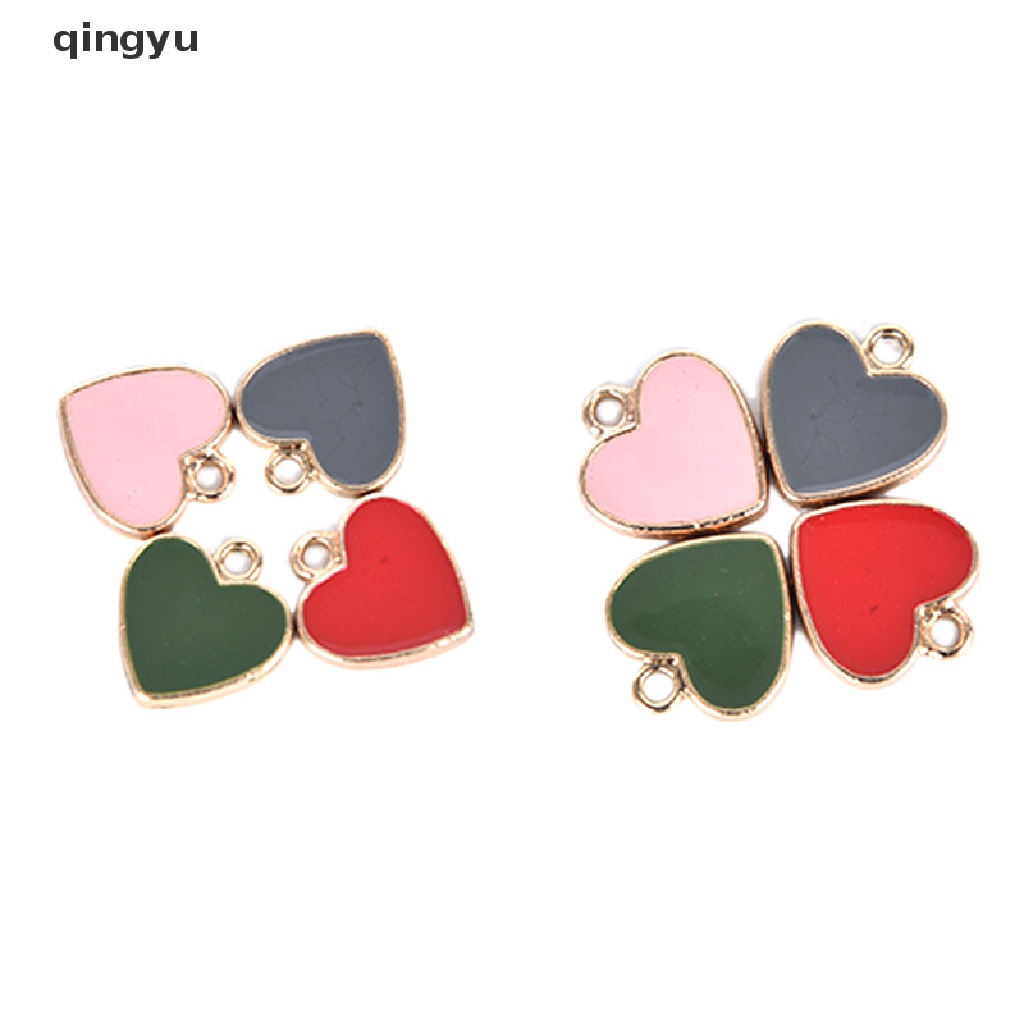 Set 10 Mặt Dây Chuyền Tráng Men Hình Trái Tim Làm Trang Sức Thủ Công