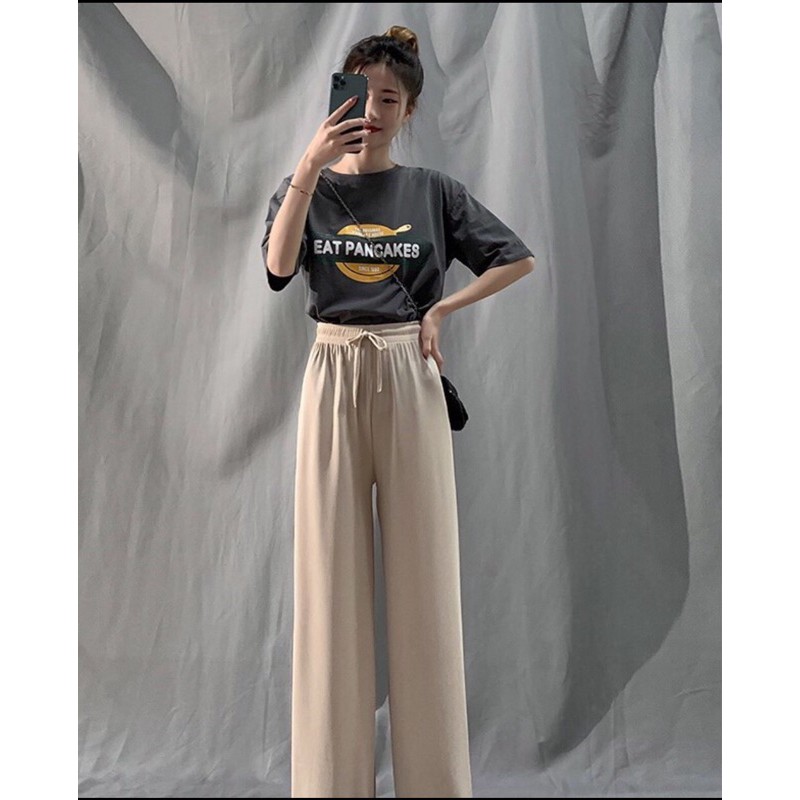 Quần Ống Rộng Culottes Vải Tăm Loại 1 Dài 95cm