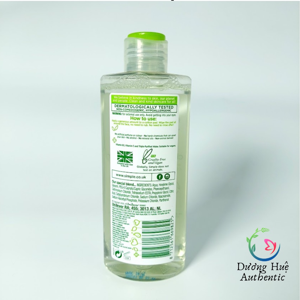 Nước Tẩy Trang Simple Micellar Cleansing Water 200ml (Chính Hãng)