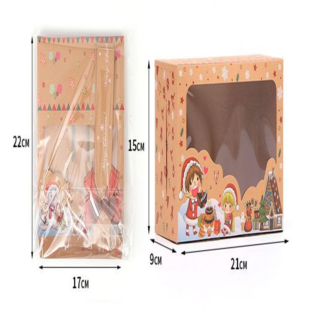 Set 3 Hộp Giấy Kraft Đựng Bánh Kẹo Làm Quà Giáng Sinh