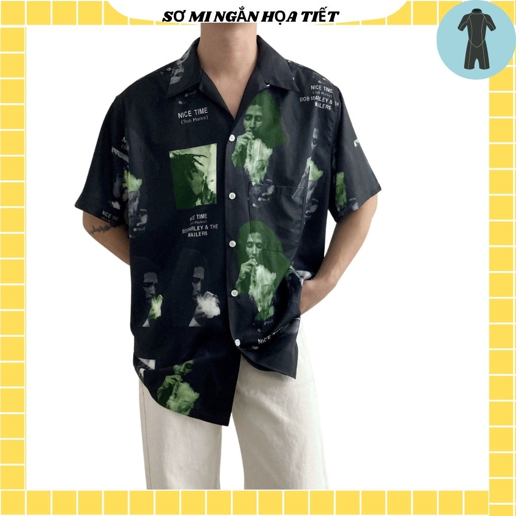 Áo Sơ Mi Tay Ngắn Unisex Cổ Bẻ Phong Cách Hàn Quốc Freesize