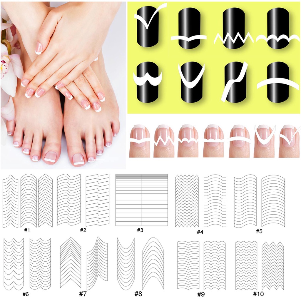 Miếng Dán Trang Trí Móng Tay Nghệ Thuật Tạo Kiểu Gợn Sóng DIY