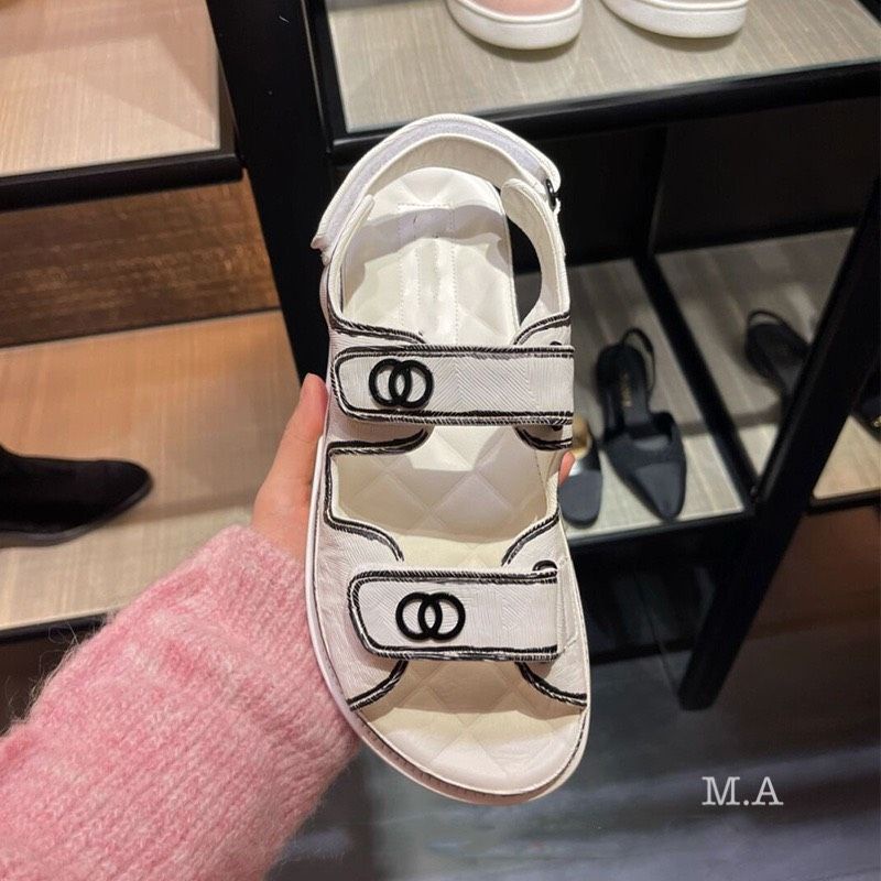 x Sandal Trắng 2p Quai Dán Đế Bằng Cn Dệt Mềm Êm Fullbox Bill Túi Cao Cấp