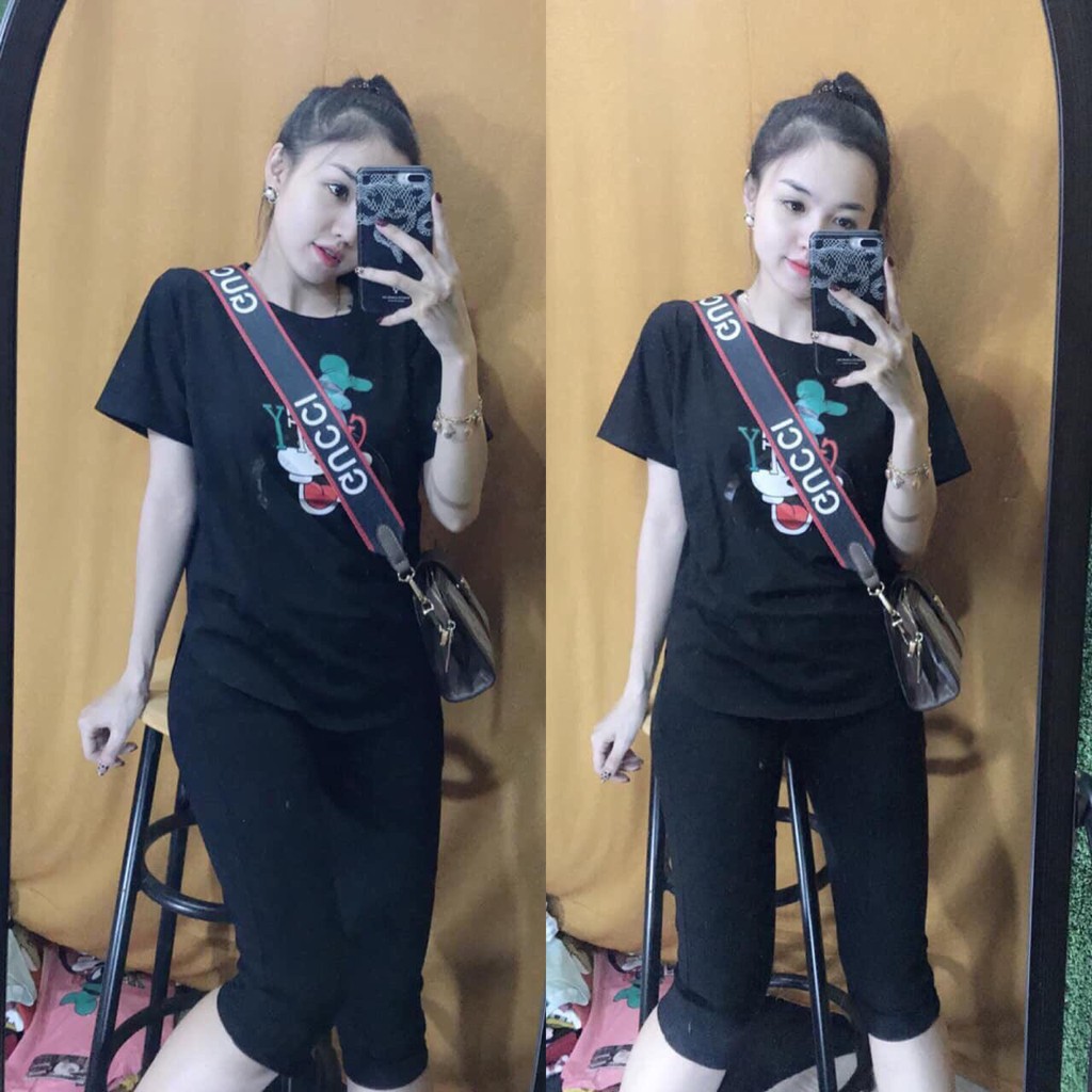 [Ảnh thật tự chụp] Đồ bộ thun cotton nữ quần ngang gối | BigBuy360 - bigbuy360.vn