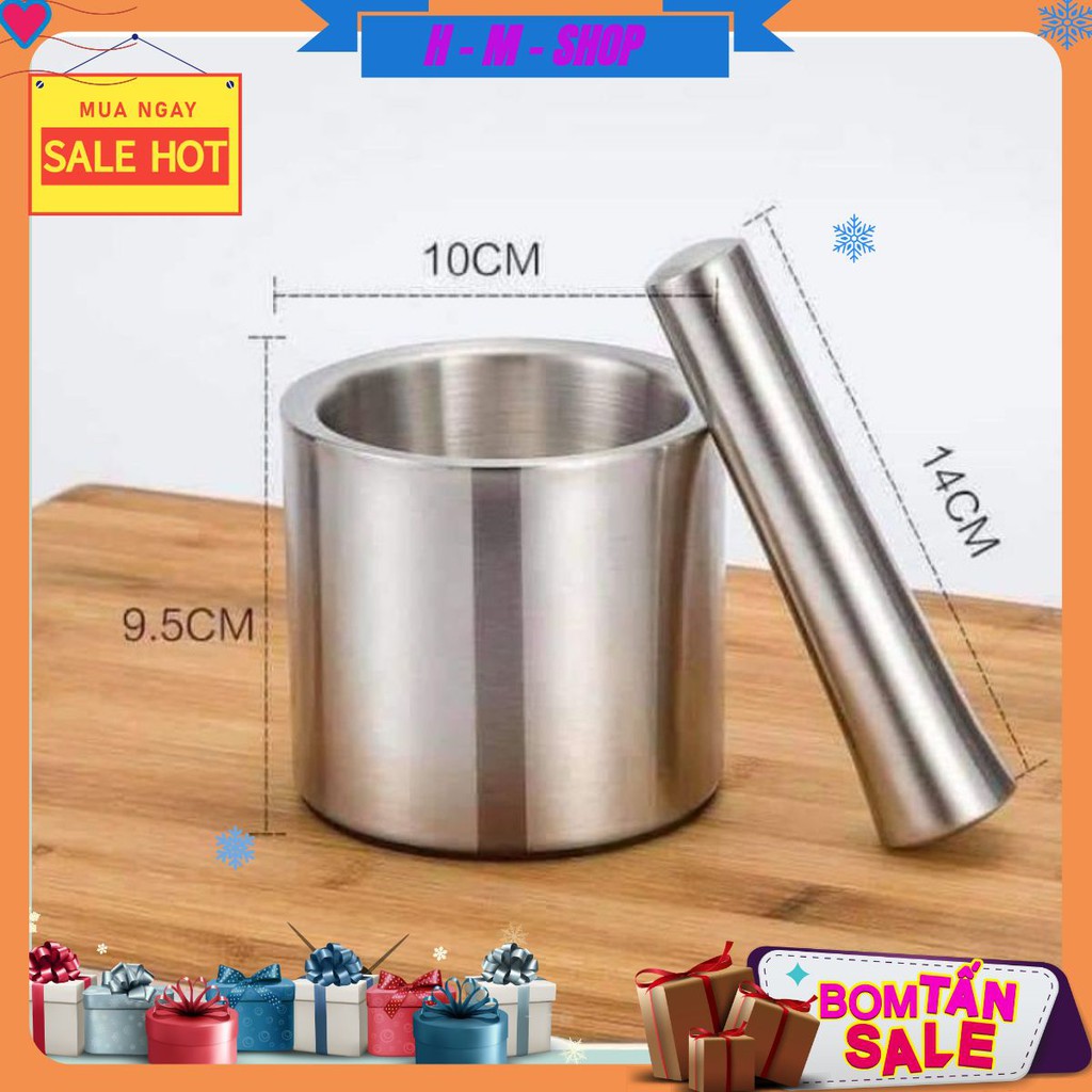 Chày Cối - bộ chày cối inox 304 chống gỉ, chống vỡ...tặng kèm nắp đậy | BigBuy360 - bigbuy360.vn