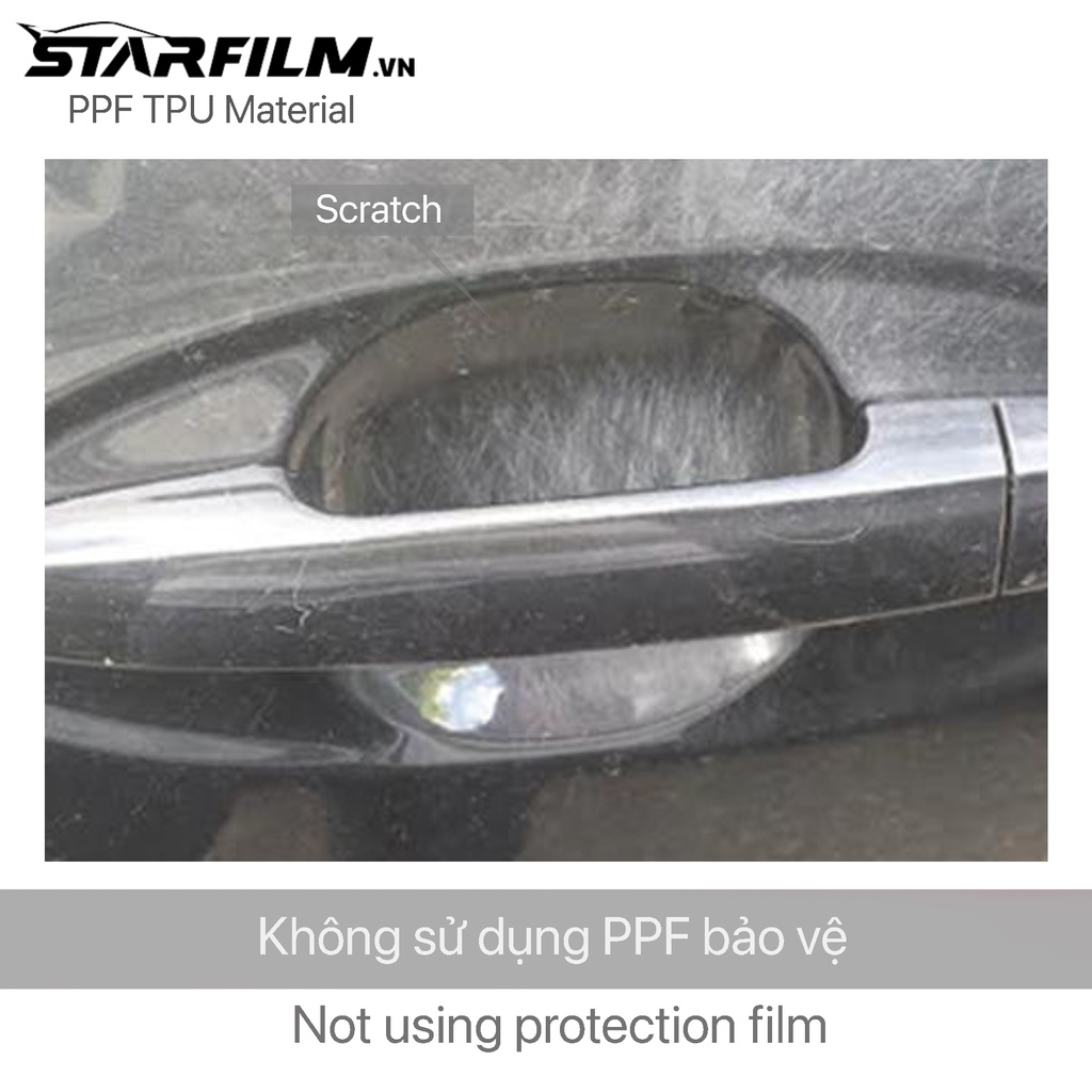 Bộ 4 miếng dán PPF TPU bảo vệ tay nắm hõm cửa STARFILM đầy đủ phụ kiện,  Film ppf chống xước hõm cửa ô tô