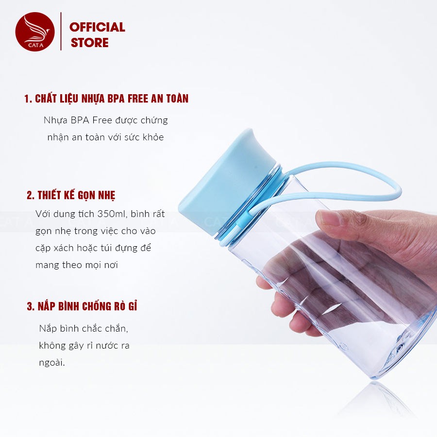 Bình đựng nước, bình nước bằng Nhựa BPA FREE MIGO Cao cấp - 1519 - An toàn, trong suốt, có rây lọc, quai xách tiện lợi !