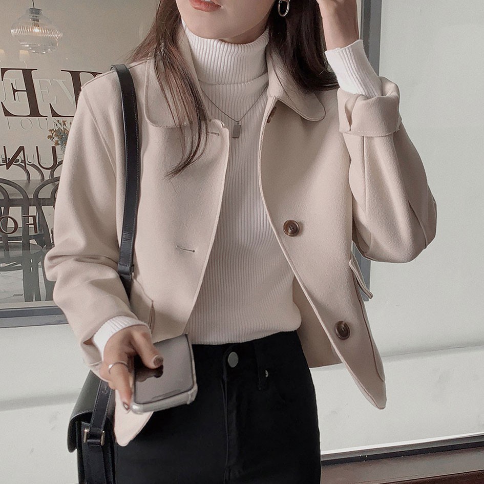 Áo khoác lửng tay dài một hàng nút 39069 cho nữ