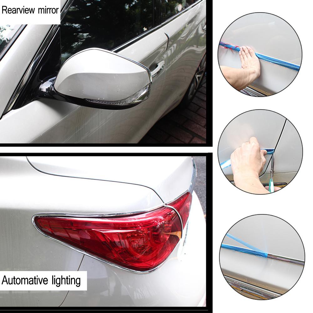 △10mm*3m Exterior Parts Self Adhesive Silver Side Door Chrome Strip Universal Styling Mouldings Car Rearview Mirror Bu