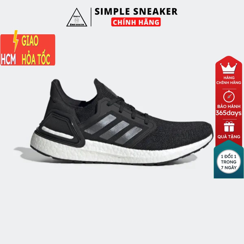 Giày Adidas Auth 🔴FREESHIP🔴 Giày Adidas Ultra Boost Running - Adidas Ultraboost 20 Core Black Chính Hãng