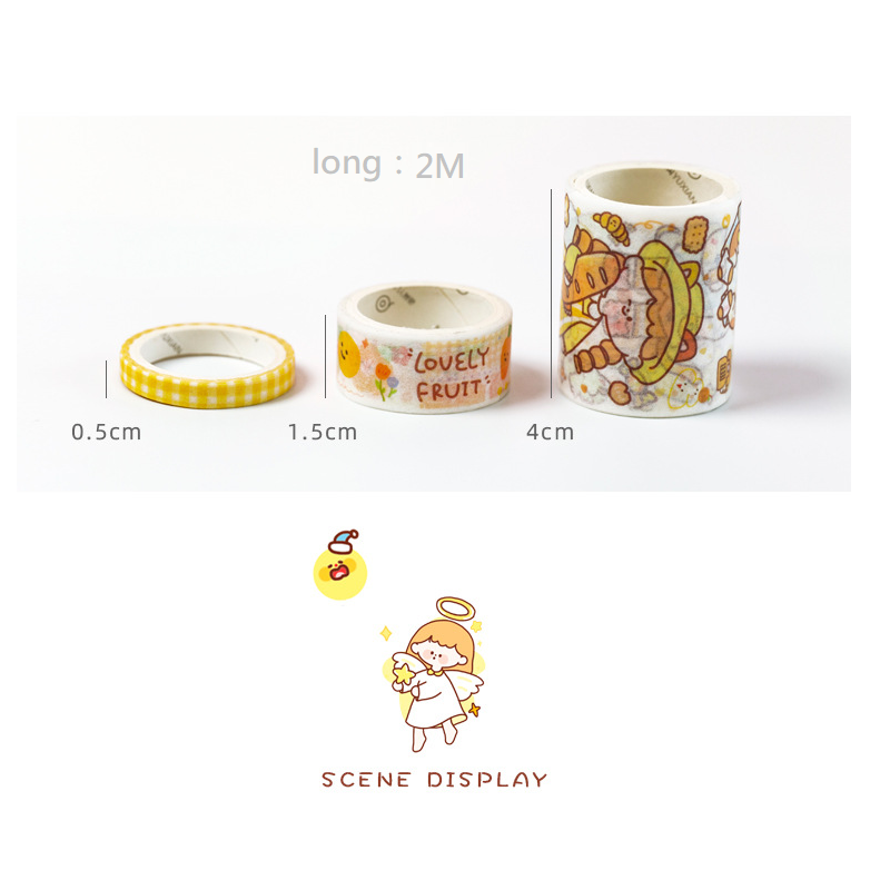 Hộp 5 cuộn băng keo giấy washi trang trí sổ tay sáng tạo dễ thương