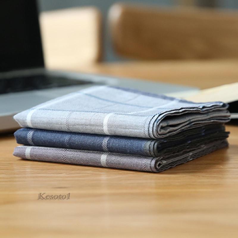 Set 3 Khăn Tay Kẻ Sọc Mềm Mại Làm Quà Tặng Cho Cha / Đám Cưới