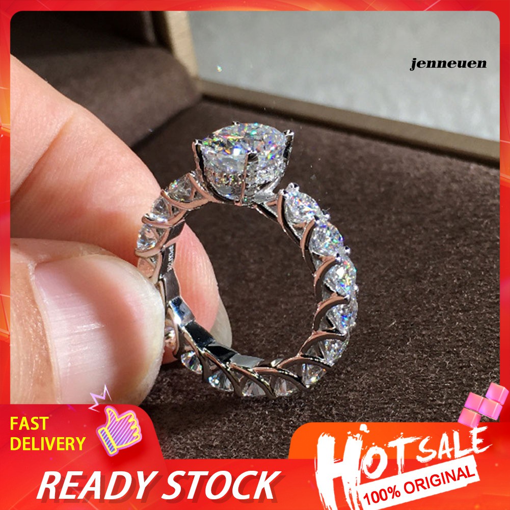 Nhẫn Đính Hôn Đính Kim Cương Giả Lấp Lánh Thời Trang Cho Nữ