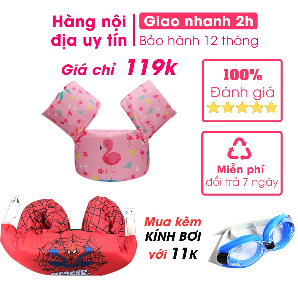 Áo phao cho bé, phao bơi trẻ em tập bơi liền tay chống lật an toàn loại 1