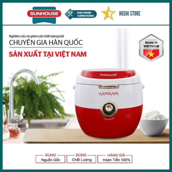 [Mã ELHADEV giảm 4% đơn 300K] NỒI CƠM ĐIỆN 1.8L SUNHOUSE MAMA SHD8661 ĐỎ TRẮNG, chất lượng Hàn Quốc, bảo hành 2 năm