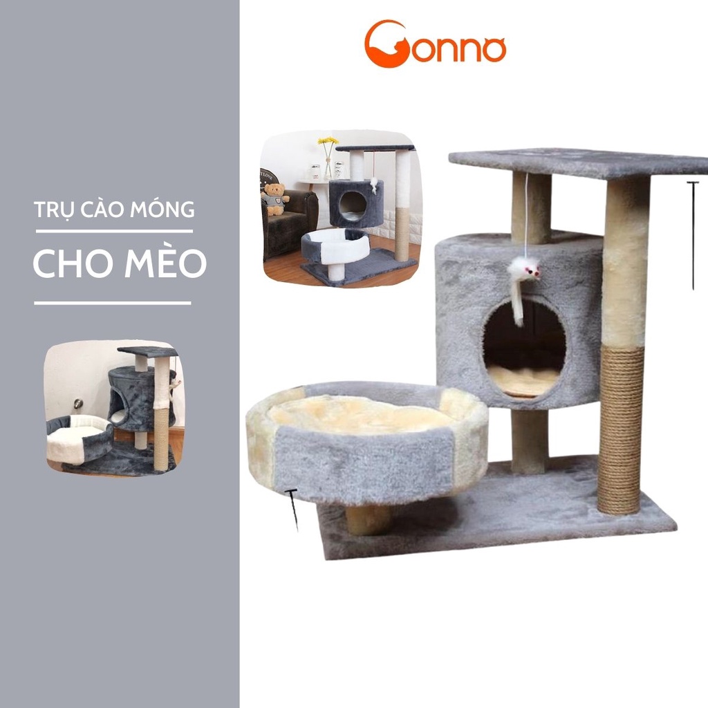 Trụ Cào Móng Cho Mèo Từ 2kg Nhà Cào Móng Có Ổ Nằm Ngủ Cho Mèo Con Cattree Nhung Cao 60cm