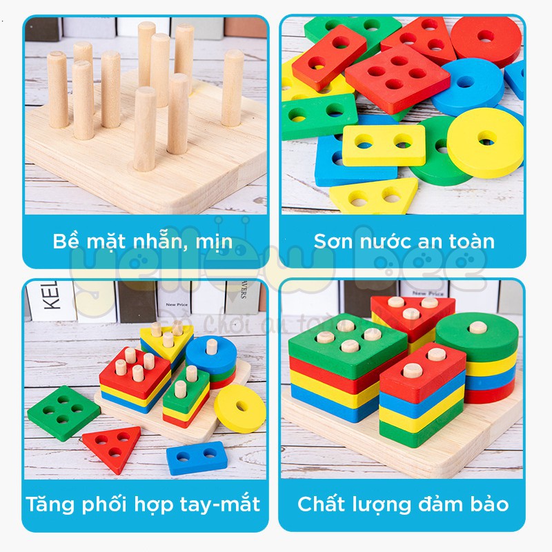 Bảng phân loại Hình khối, Màu sắc - Giáo Cụ Montessori