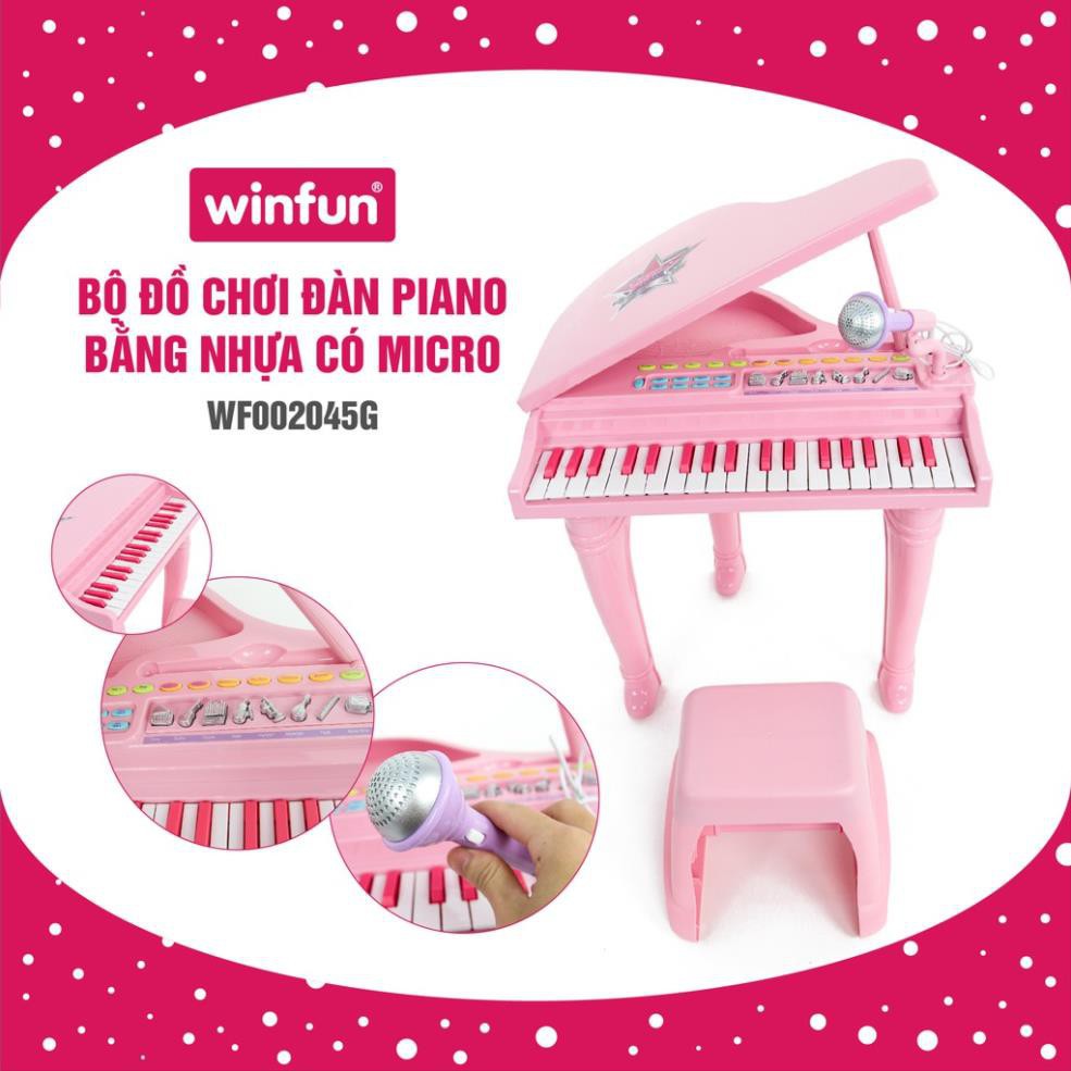 Đồ chơi âm nhạc cho bé -  Đàn piano cổ điển kèm mic thu âm màu hồng Winfun - 02045-G - đồ chơi cho bé 3 tuổi trở lên