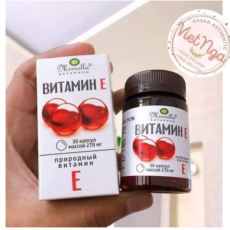Vitamin E đỏ Nga chính hãng Mirrolla hàm lượng 270mg