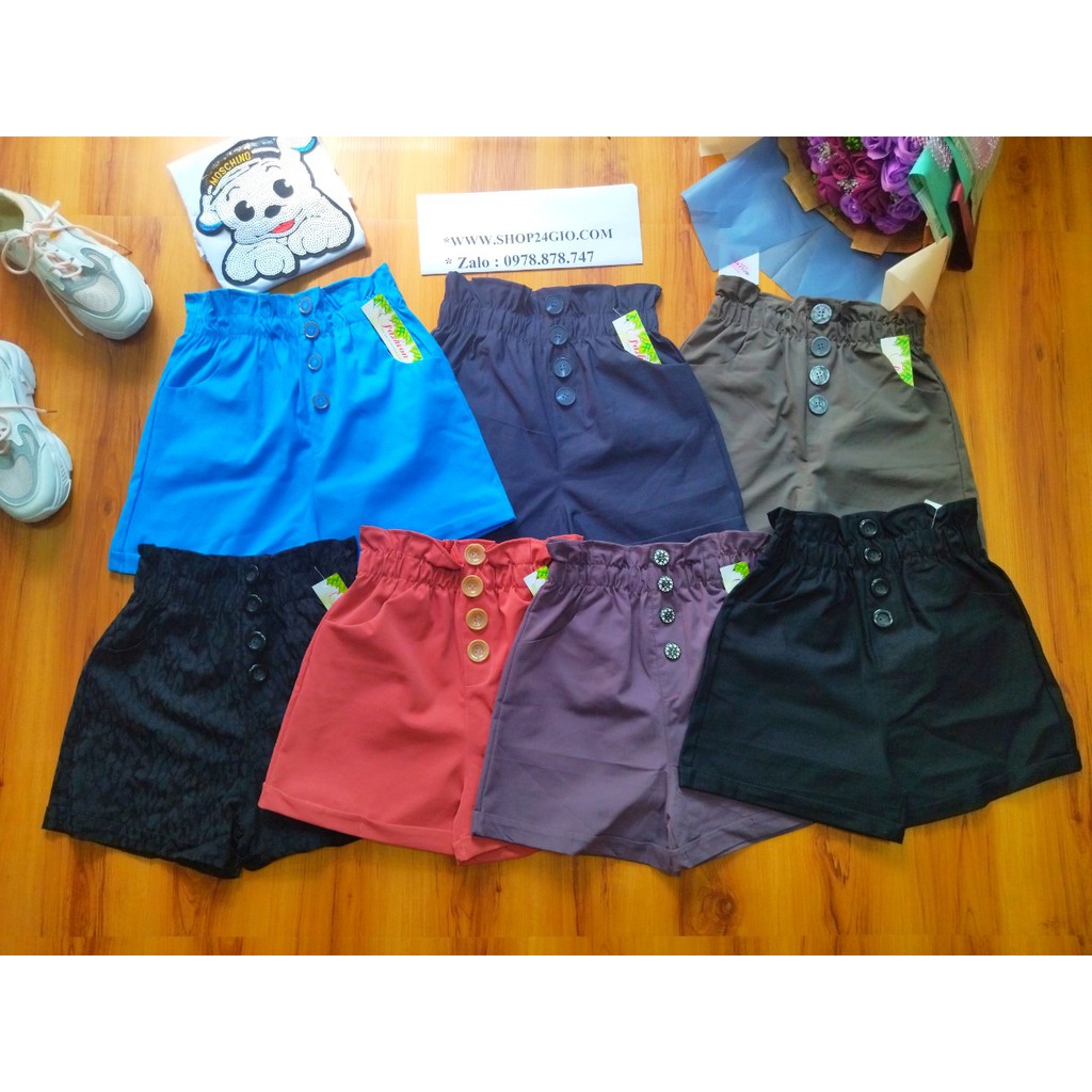 Quần Sọt Kaki Nữ Lưng Thun Siêu Cao 4 Nút