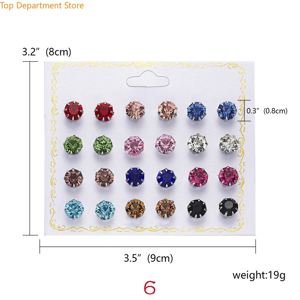 Set 12 đôi hoa tai đính đá thời trang cho nữ