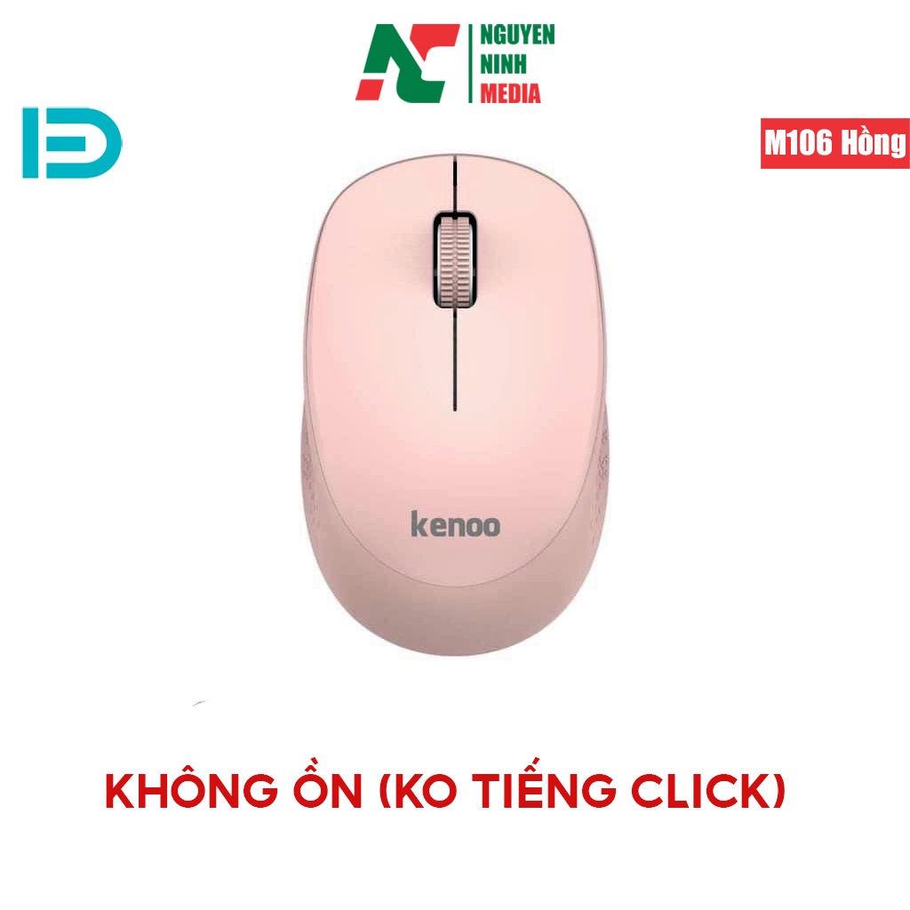 Chuột Không Dây Không Ồn AJAZZ i18 M106 (Silient Mouse) Màu Hồng - Hàng Chính Hãng