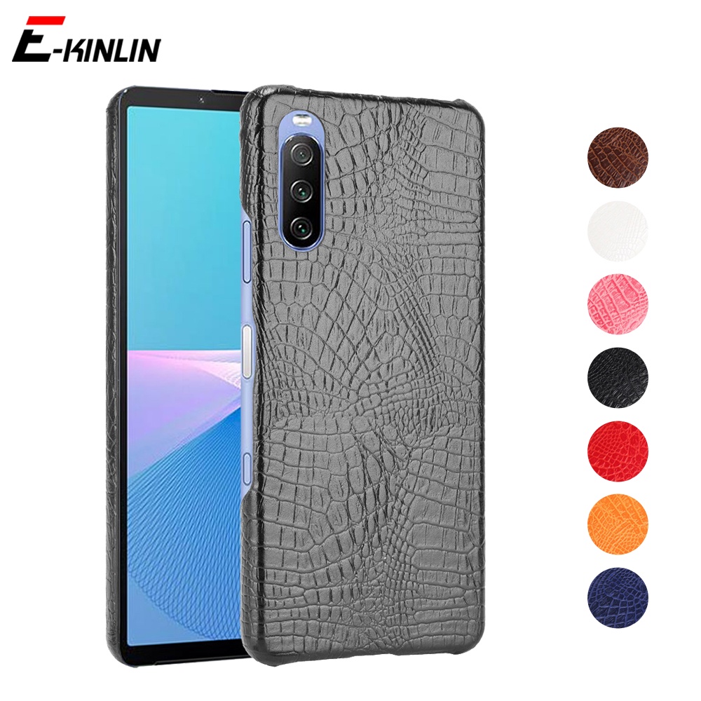 Ốp Điện Thoại Nhựa Cứng Giả Da Cá Sấu Phong Cách Cổ Điển Cho Sony Xperia 10 II III IV Plus 8 Lite