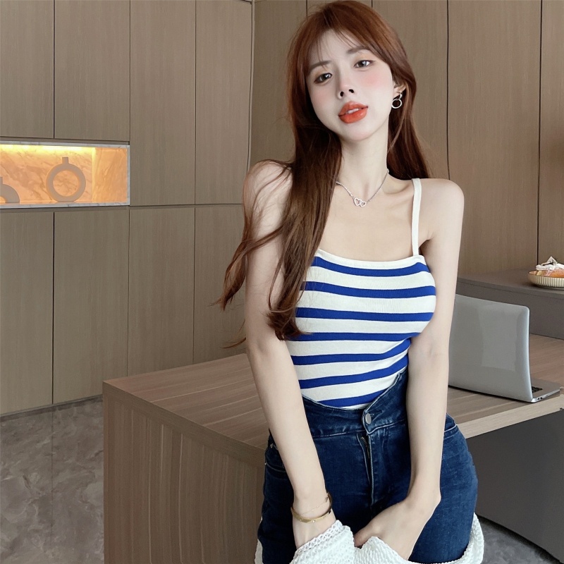 Set Áo Lửng Dài Tay Họa Tiết Kẻ Sọc + Quần Dài Thời Trang Dành Cho Nữ