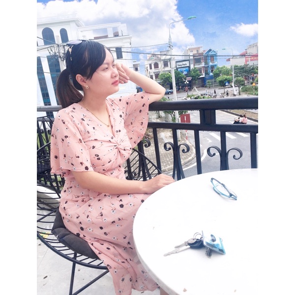 thanh lý váy voan cánh tiên màu hồng cam 2 lớp size M