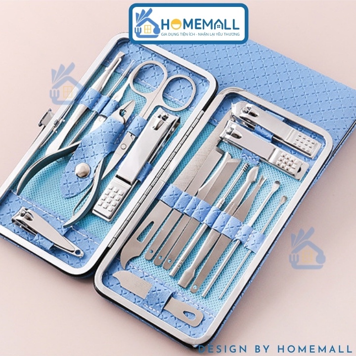 Bộ Bấm Móng Tay 19 Món Thép Không Gỉ - Bộ Cắt Móng Tay, Làm Nail, Nặn Mụn Cao Cấp