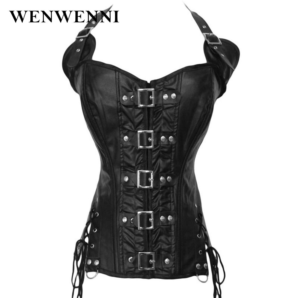 Áo Corset Da Pu Màu Đen Phong Cách Vintage | BigBuy360 - bigbuy360.vn