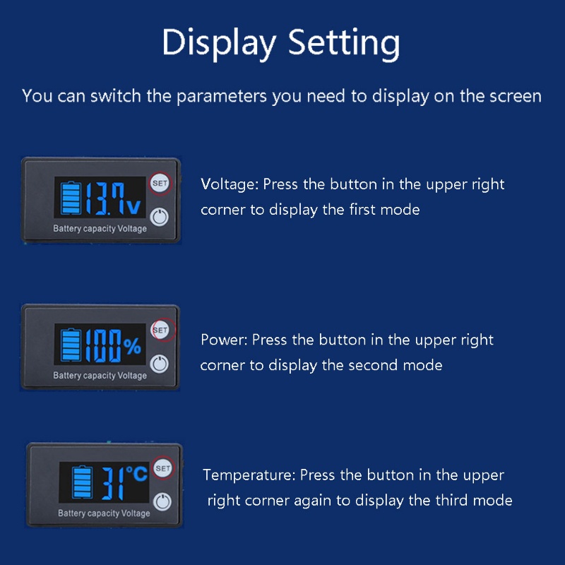 Dụng Cụ Kiểm Tra Mức Sạc Pin Lithium DC 7-70V Có Màn Hình LED Hiển Thị Tiện Dụng