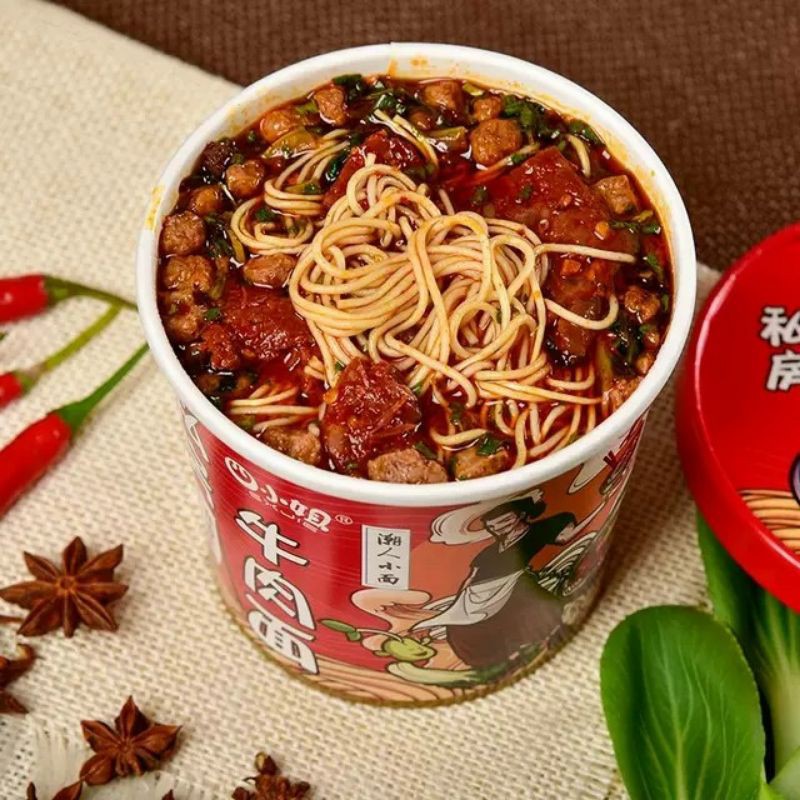 Lẻ một ly mì bò cay có viên thịt thật Niuroumian Hongkong ly 115g