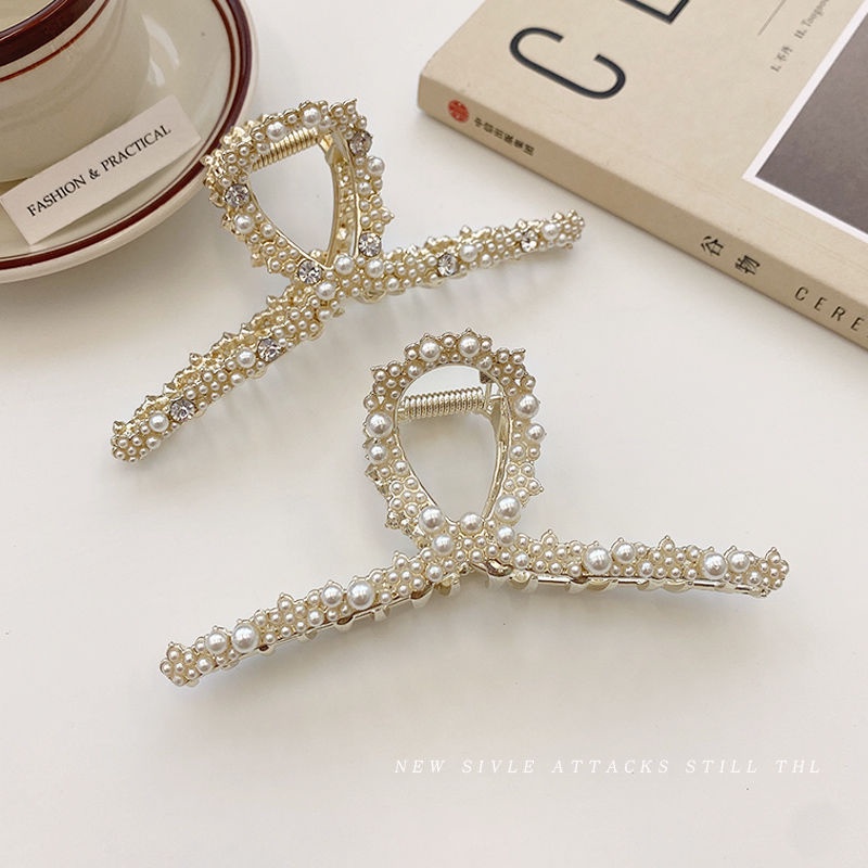 Kẹp Tóc Đính Ngọc Trai Thiết Kế Lưng Độc Đáo Thời Trang Cao Cấp Cho Nữ