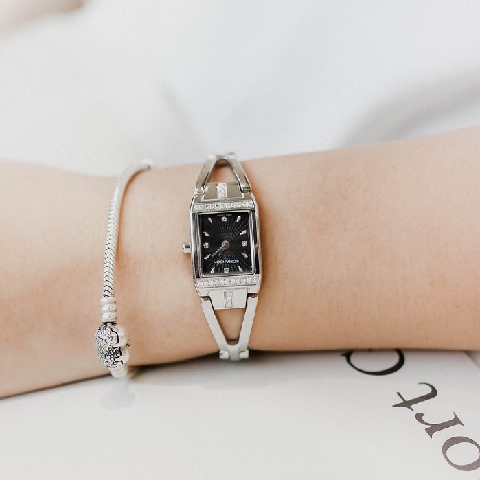 Đồng hồ Romanson Watch RM2651QLWBK nữ mặt nhỏ đính đá kính Sapphire chống xước dây thép chống nước cao cấp chính hãng
