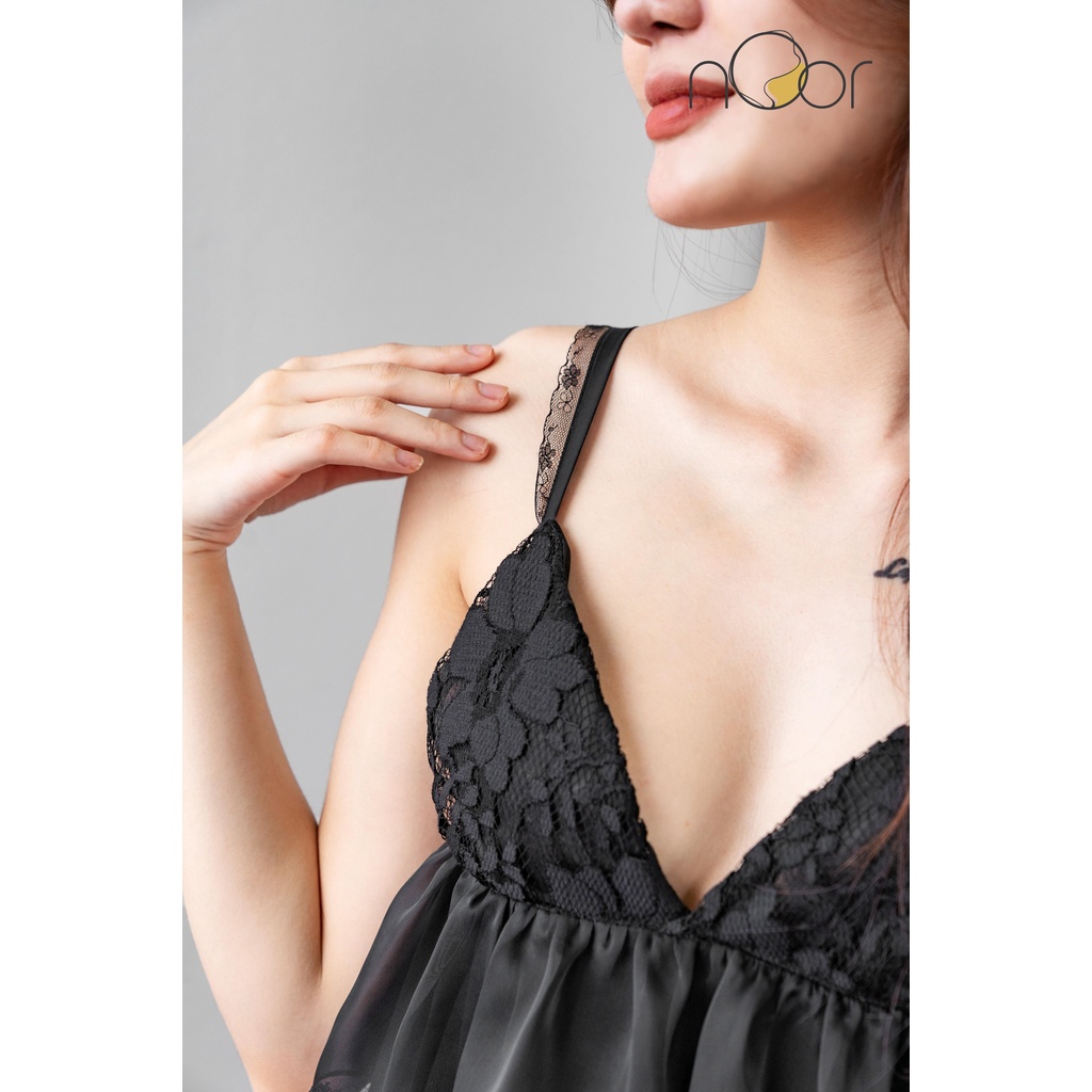 Váy Ngủ Lụa Hai Dây Cao Cấp Phối Ren Sexy Franc thương Hiệu nOor - NV512