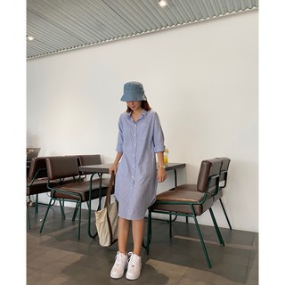 Đầm sơ mi 2 túi sườn (S/M)