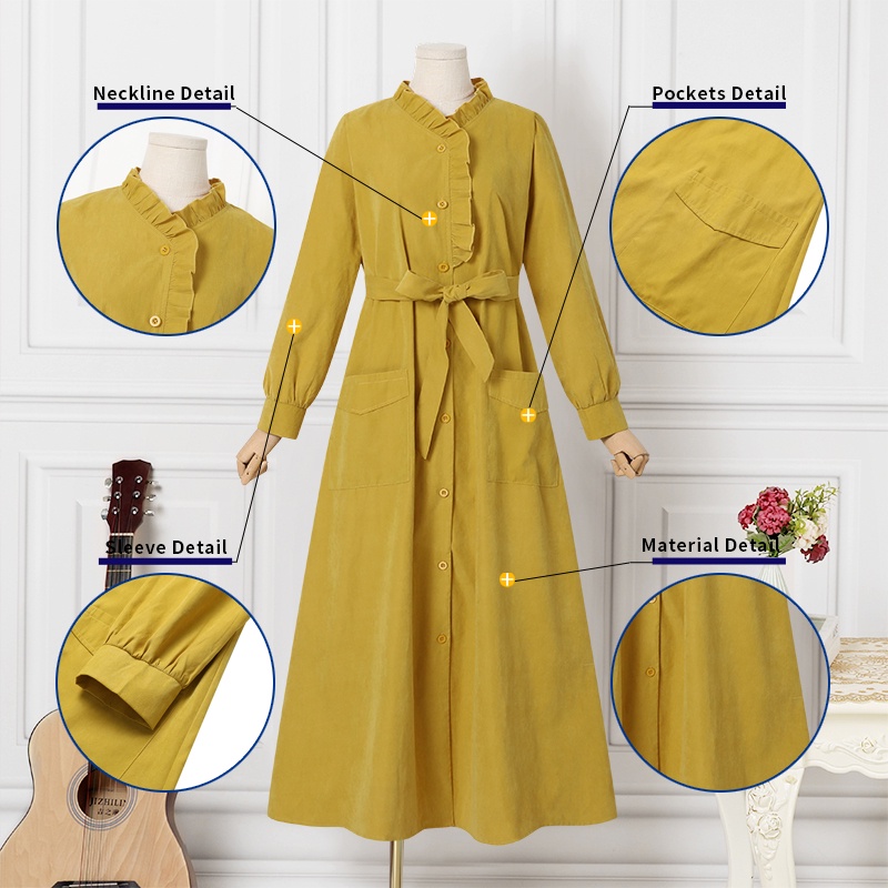 Đầm ZANZEA dáng chữ A cổ V tay phồng nữ tính thời trang