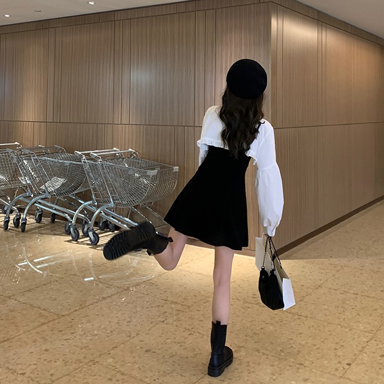 Xiaozhainv Set Đầm Ôm Hai Dây Và Áo Sơ Mi Tay Phồng Thời Trang Gợi Cảm Cho Nữ | BigBuy360 - bigbuy360.vn