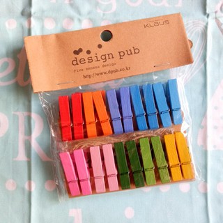 SET 20 Cái Kẹp Gỗ Sơn nhiều màu Design Pub (Tặng dây cói)