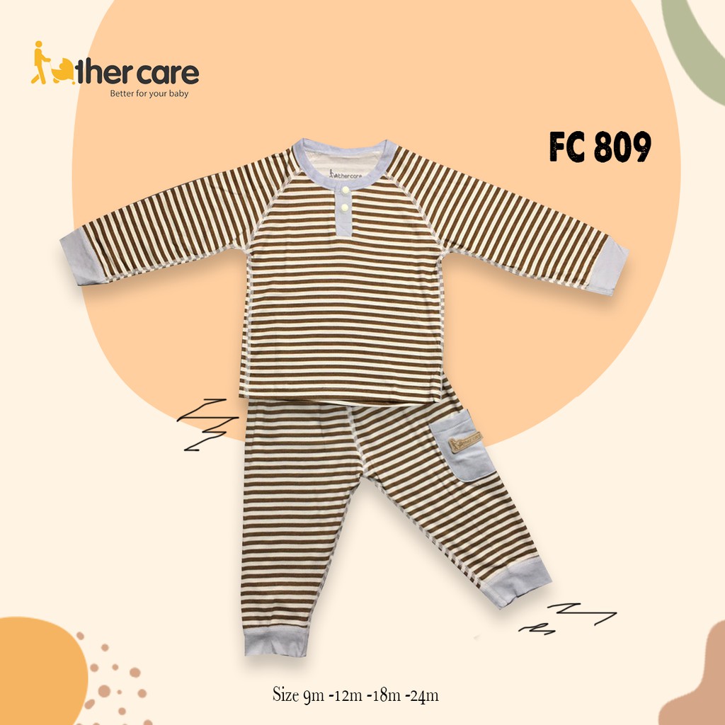 Bộ Quần áo trẻ em FatherCare Nẹp trụ DT - Kẻ phối túi FC809