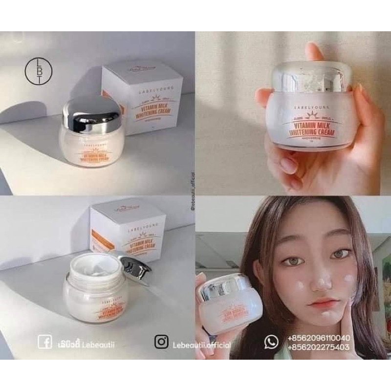 Kem dưỡng trắng da Vitamin Milk Whitening Cream của Hãng Label Young
