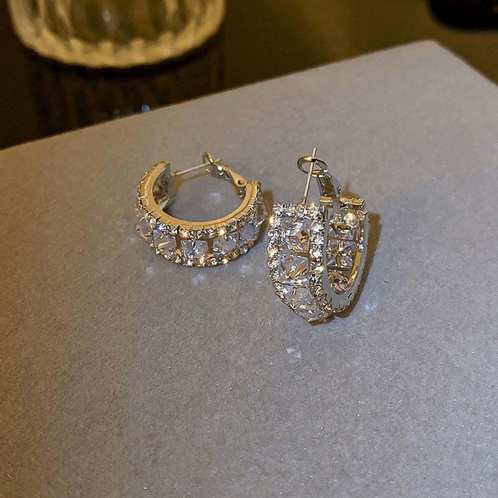 MXGOODS Bông Tai Dạng Vòng Đính Đá Thời Trang Dành Cho Nữ